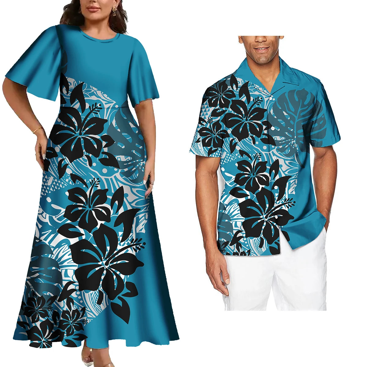 Ensemble Polynésien Tribal Robe & Chemise Hawaïenne Couple – CLEVI Paris