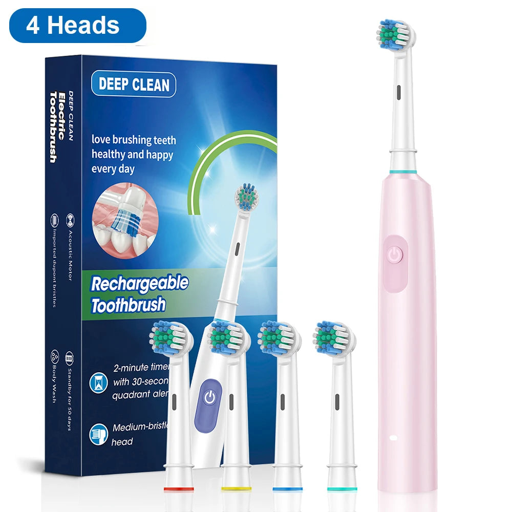 Brosse à Dents Électrique Rotative | 5 Modes Blanchiment IP67 | 30 Jours Autonomie + 4/8 Têtes – CLEVI Paris