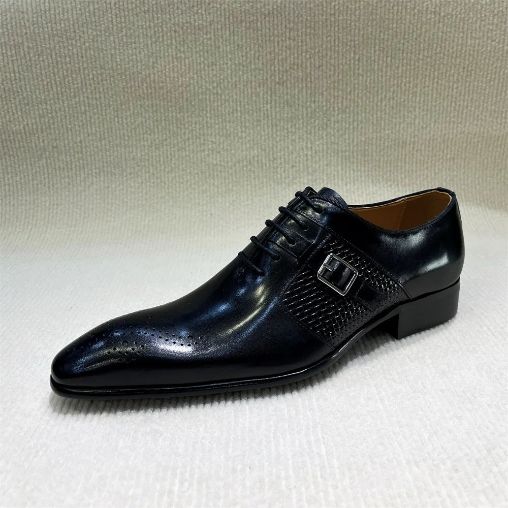 Brogue Oxford Homme Luxe Cuir de Veau Fait Main Bout Pointu – CLEVI Paris