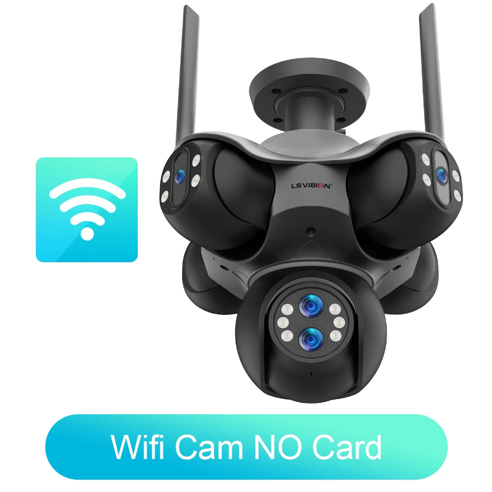 Caméra Panoramique LS VISION 6 Objectifs 30MP 5 Écrans PTZ Zoom 10x IP66 Wi-Fi – CLEVI Paris