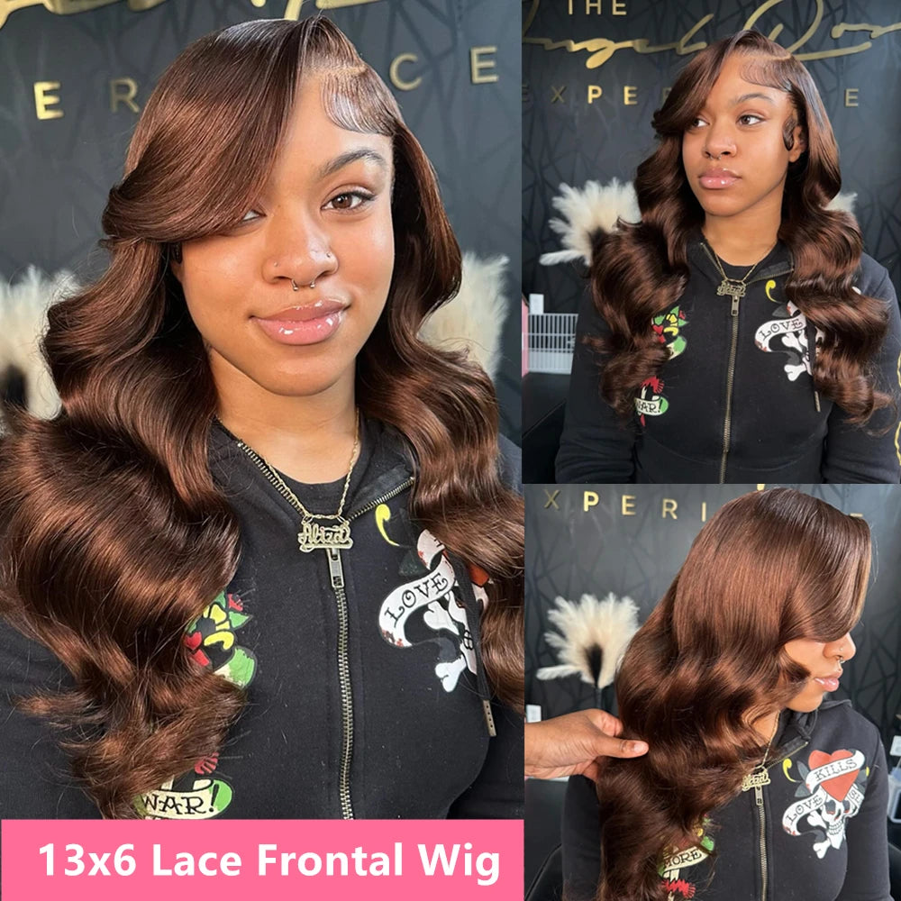 Perruque Lace Front Cheveux Humains Body Wave Chocolat 13x4 & 13x6 HD Densité 180-200% 18-36 Pouces – CLEVI Paris