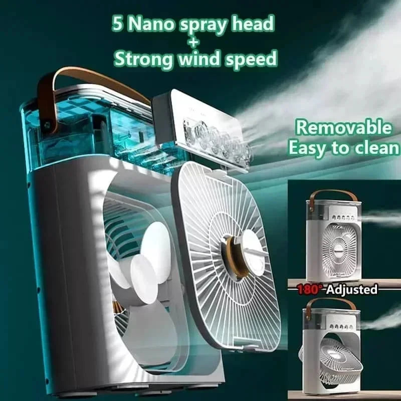 Ventilateur Brumisateur 3-en-1 Mini Climatiseur LED USB 600ml — CLEVI Paris