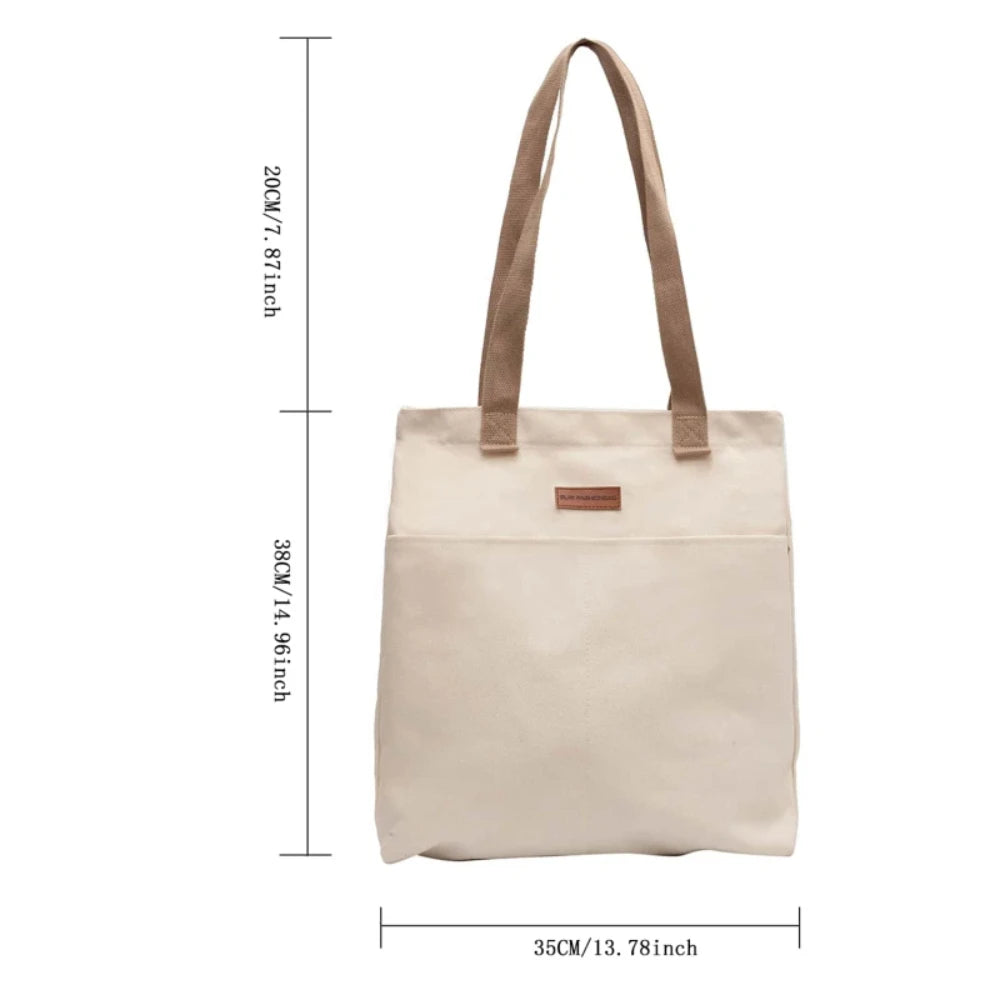 Tote Bag Canvas Souple Grande Capacité — 38x35cm, Unisexe, Blanc Vert Noir | CLEVI Paris