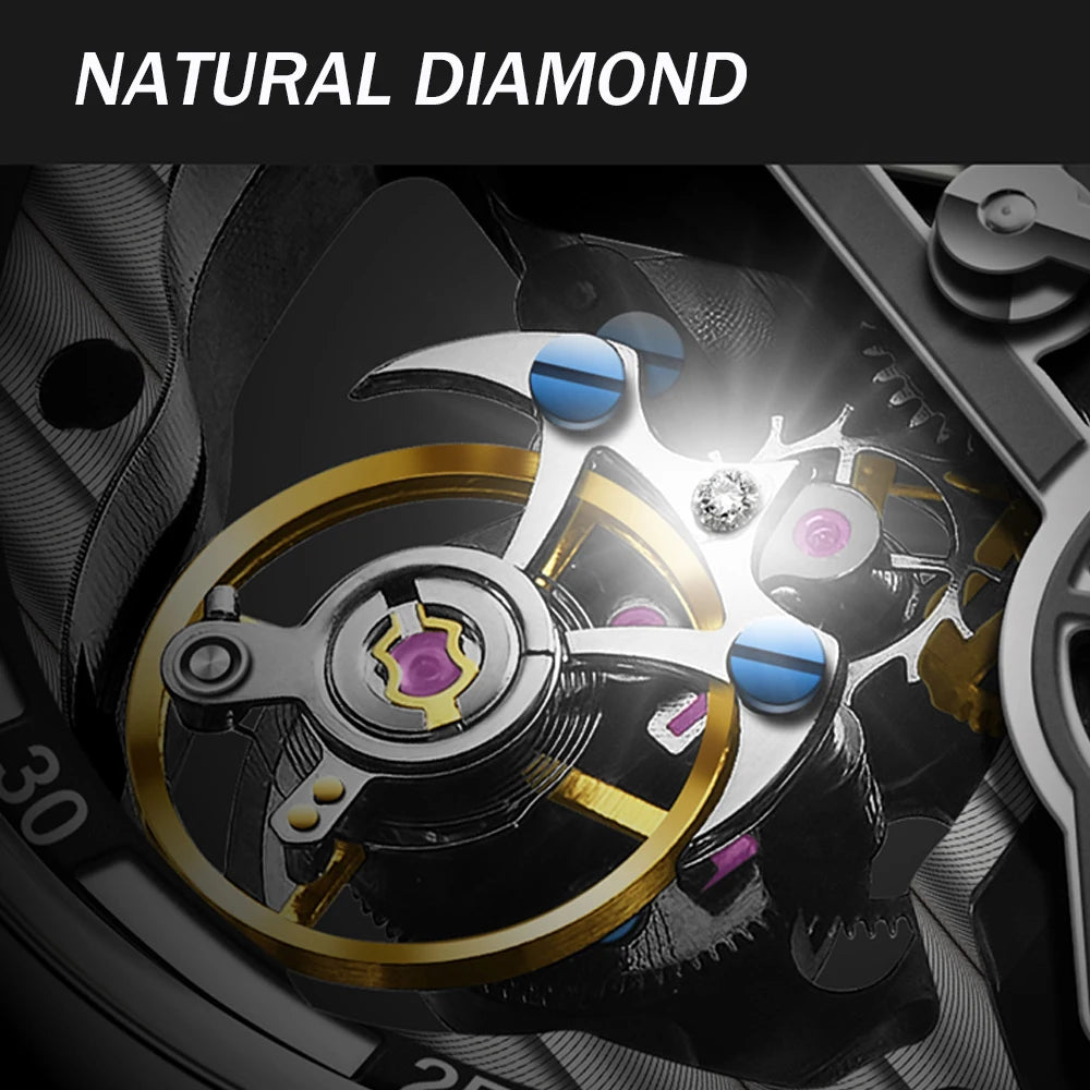 AESOP 7053 Montre Homme Tourbillon Squelette Saphir Diamant Étanche 5ATM – CLEVI Paris