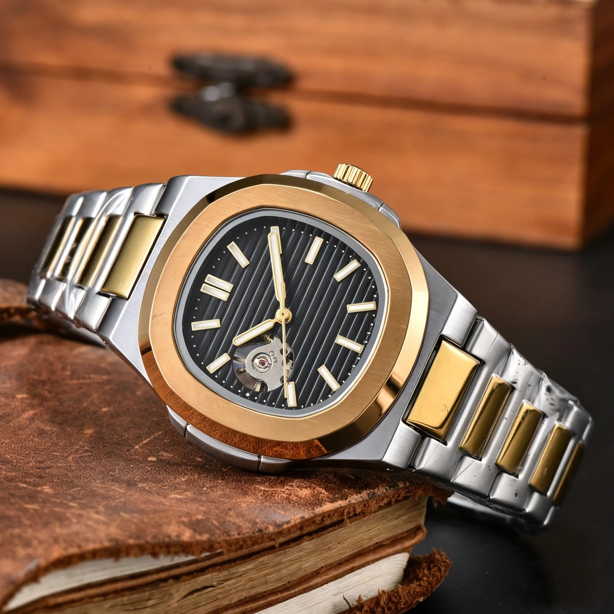 Montre Mécanique Homme Squelette Cadran Ouvert Acier 904L Bracelet Acier – CLEVI Paris