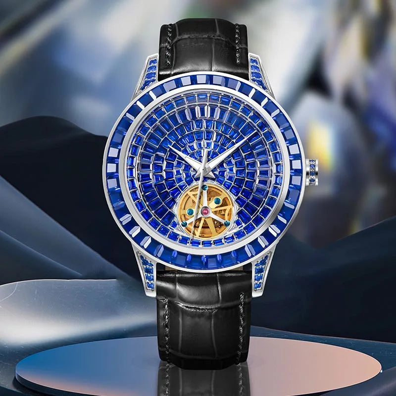 Montre Mécanique Squelette Full Diamond Homme – CLEVI Paris