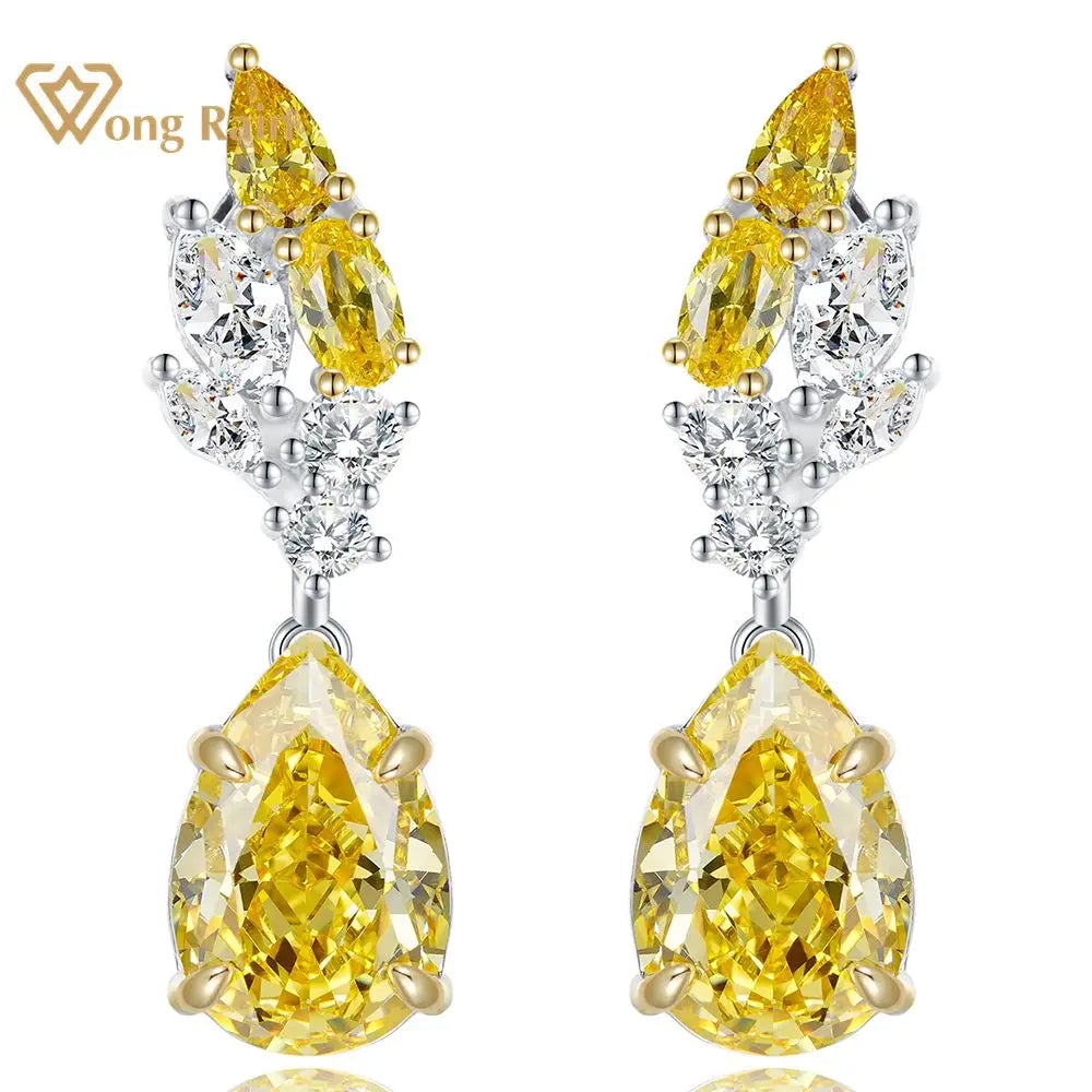 Boucles d’Oreilles Pendantes Citrine Radiant 8x12mm Argent 925 – CLEVI Paris