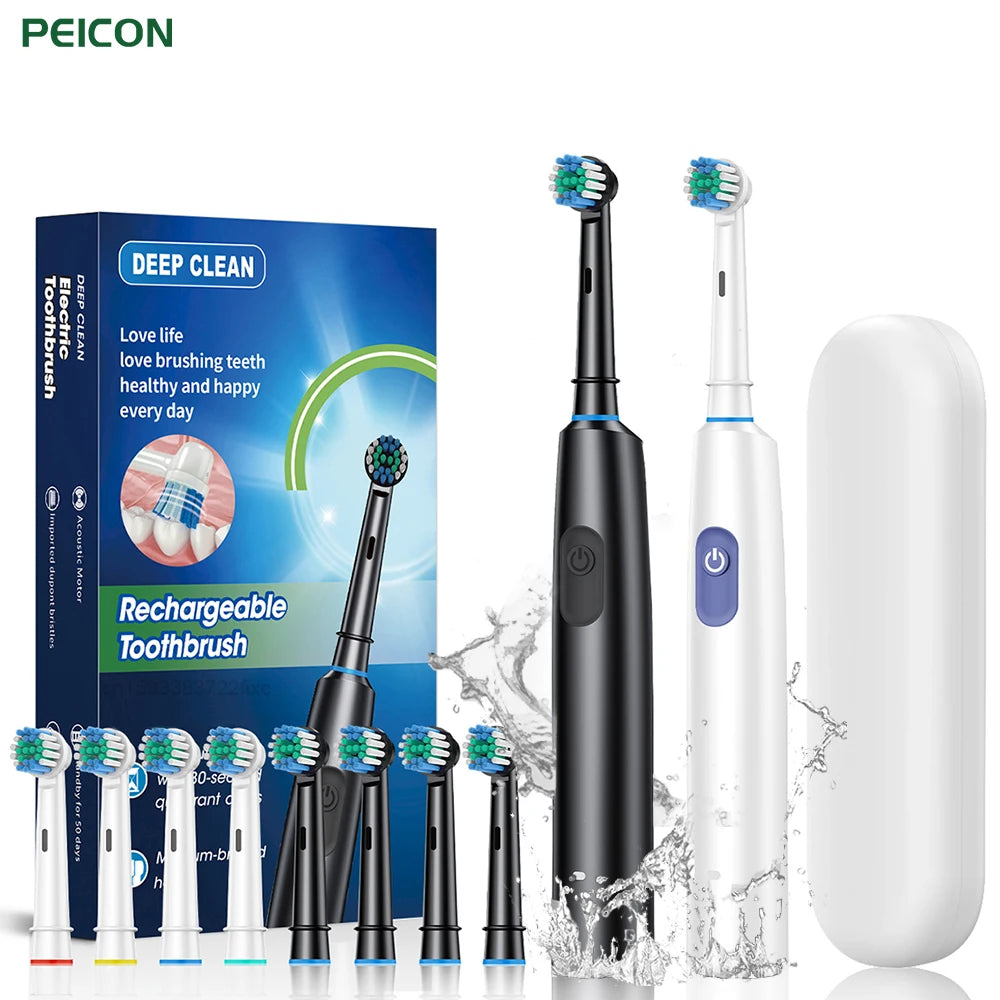 Brosse à Dents Électrique Rotative | 5 Modes Blanchiment IP67 | 30 Jours Autonomie + 4/8 Têtes – CLEVI Paris