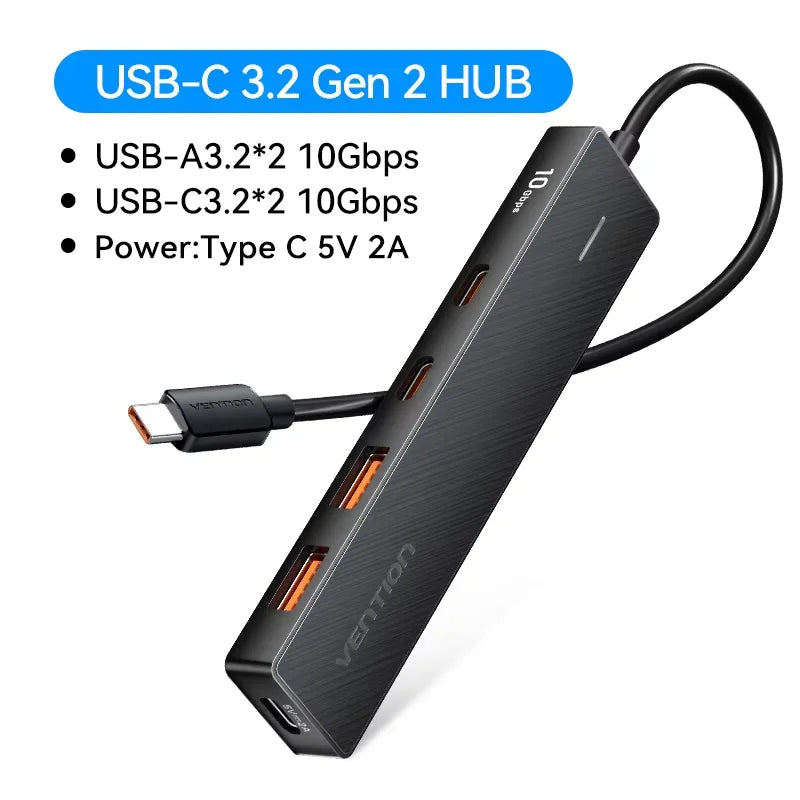 Hub USB-C 3.2 Gen2 Vention 5 Ports 10Gbps Compact MacBook iPad PC – CLEVI Paris