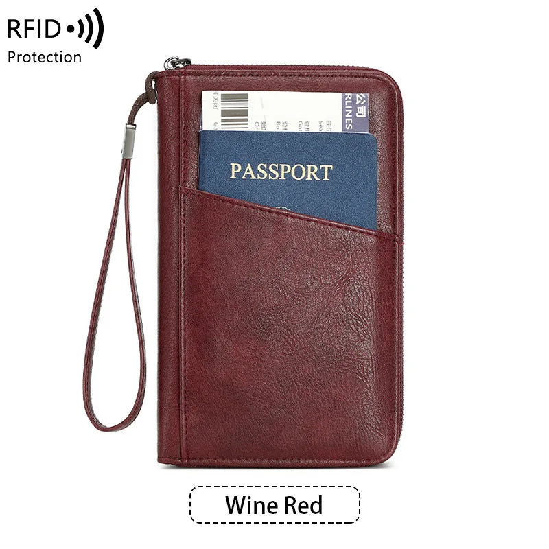 Porte-Passeport Anti-RFID PU Imperméable | Portefeuille Voyage Multifonction, 8 Coloris – CLEVI Paris