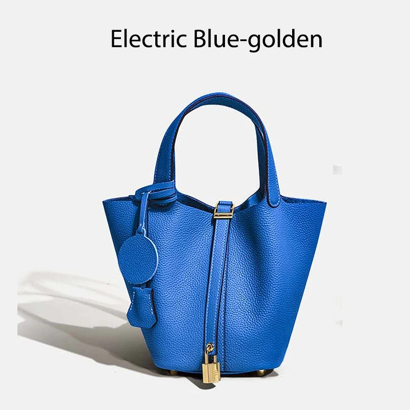 Sac Seau Femme Cuir Véritable TOGO Cadenas & Foulard Décoratif – CLEVI Paris