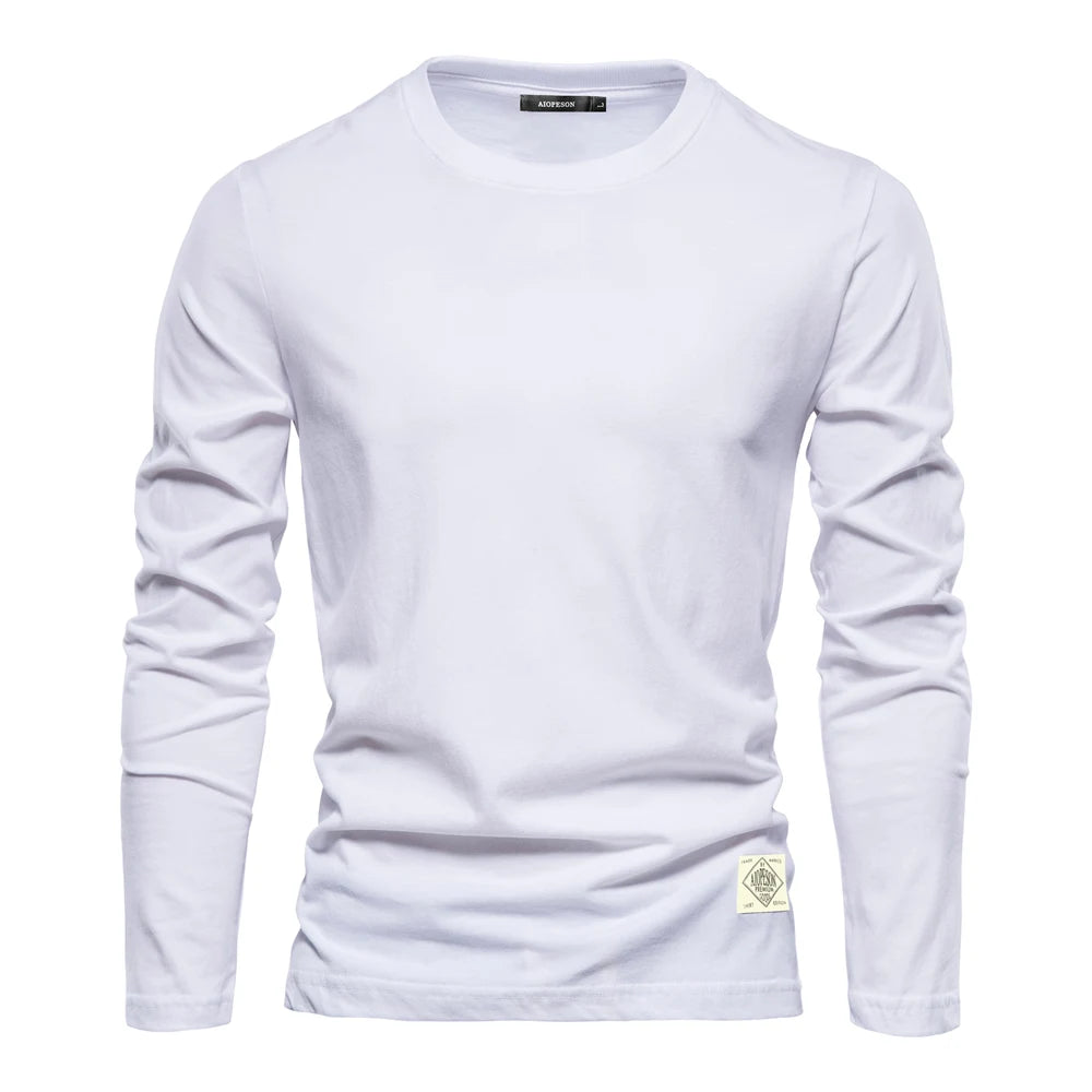 T-Shirt Homme 100% Coton Manches Longues Col Rond Uni 7 Coloris – CLEVI Paris