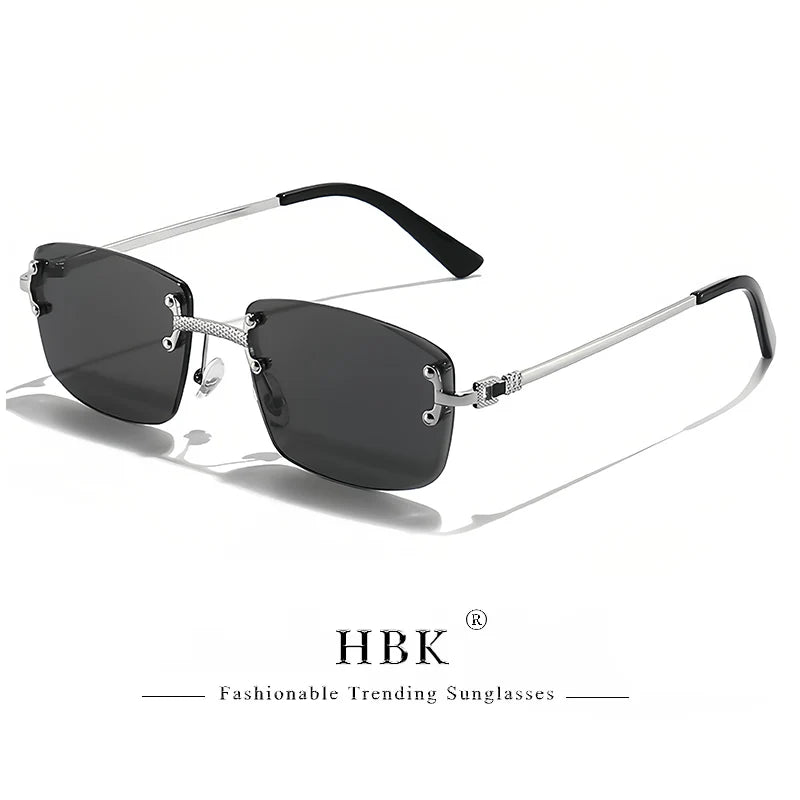 Lunettes de Soleil Carrées Sans Monture Femme HBK – Verres Dégradés UV400 – CLEVI Paris
