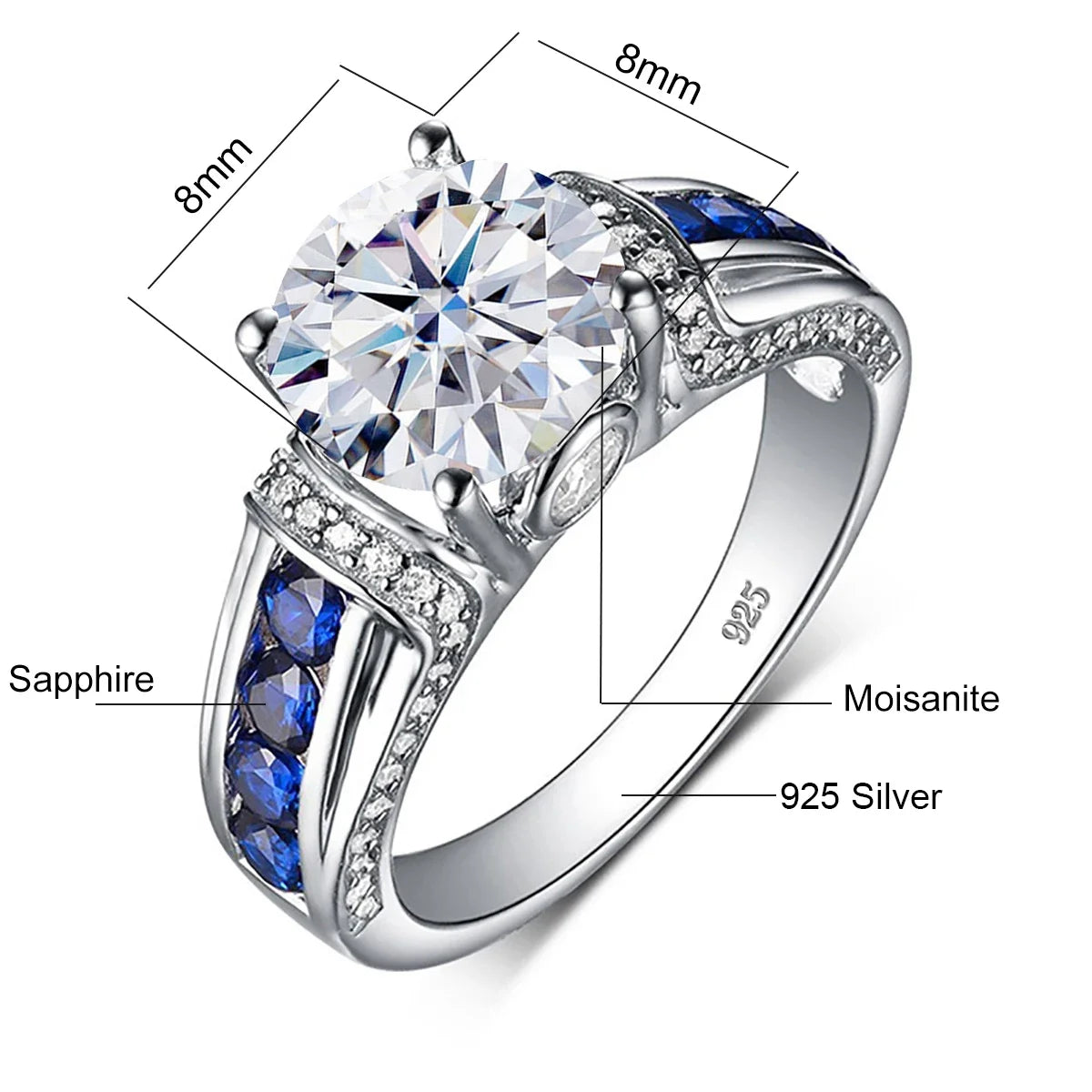 Bague Femme Moissanite 2ct D VVS1 Argent 925 Certifiée – CLEVI Paris