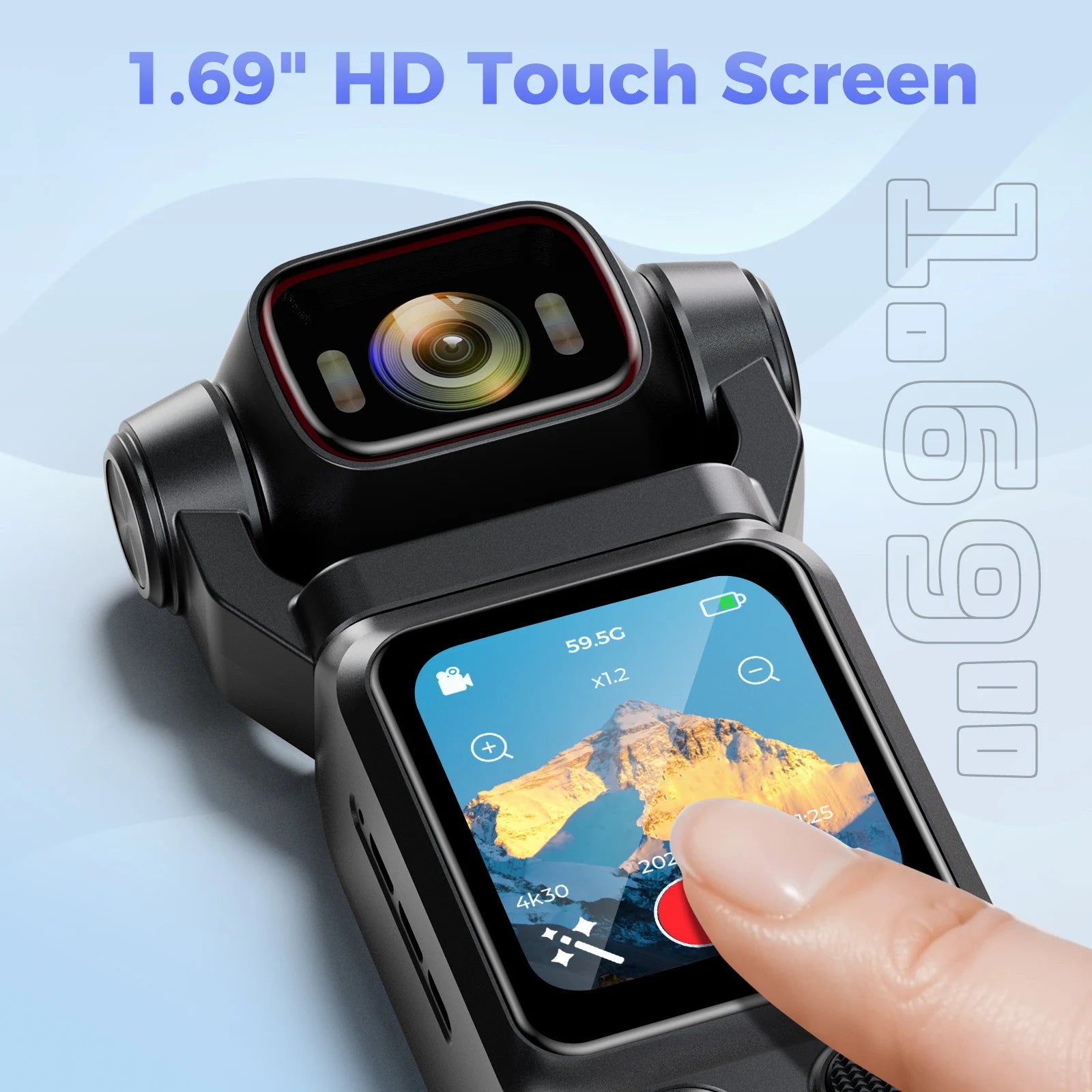 Caméra Sport 4K Pocket – Objectif Rotatif 180°, Stabilisation EIS, Écran Tactile 1,69" & Batterie 3000 mAh – CLEVI Paris
