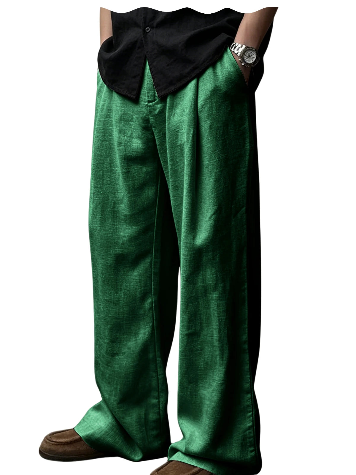 Pantalon homme plissé taille haute jambes larges – CLEVI Paris