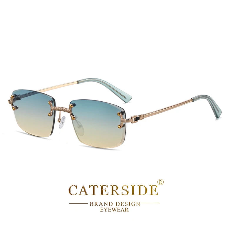 Lunettes de Soleil Rectangulaires Sans Monture Punk CATERSIDE – Verres Dégradés UV400 – CLEVI Paris