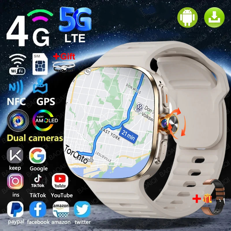 Montre Connectée 4G/5G AMOLED 2,4" Appel Vidéo GPS Google Play – CLEVI Paris