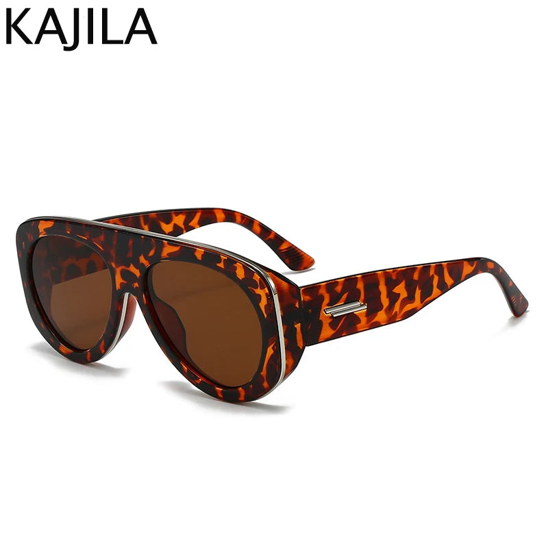 Lunettes de Soleil Oversize Ovales Pilot Y2K UV400 Dégradé Femme – CLEVI Paris