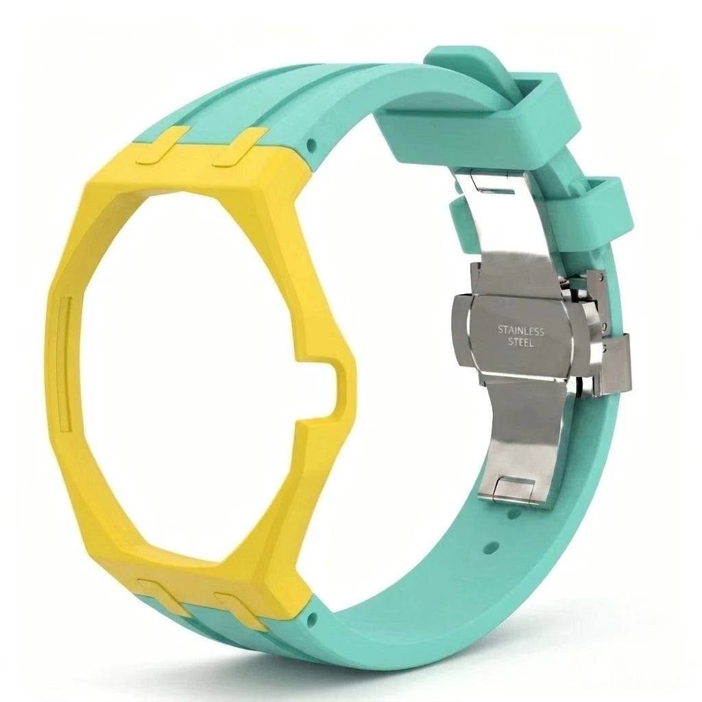 Kit Bracelet FKM + Boîtier Céramique Compatible Swatch x AP Royal Oak Boucle Déployante – CLEVI Paris