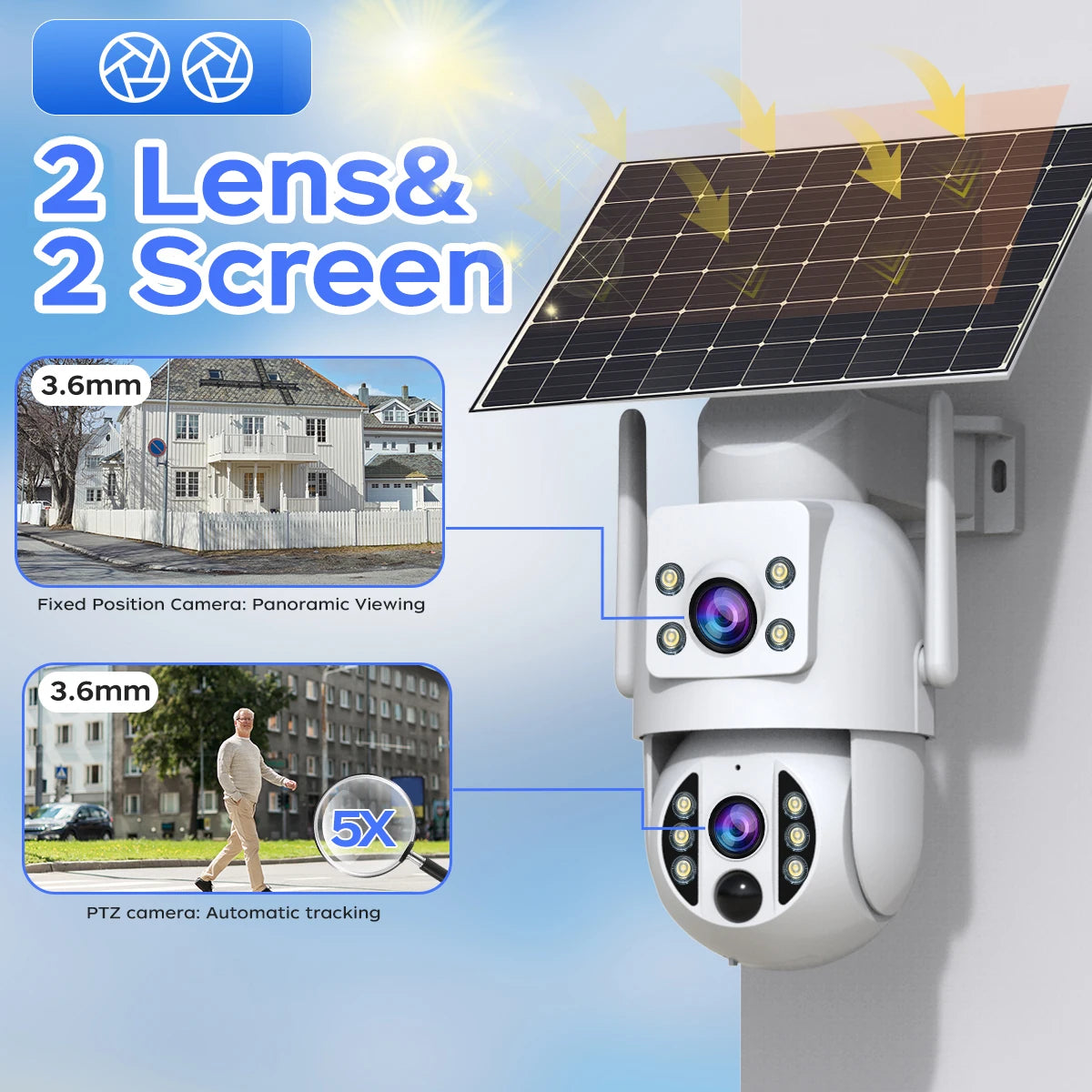 Caméra de Surveillance JOOAN S3 Solaire Double Objectif PTZ 4K WiFi IP66 – CLEVI Paris