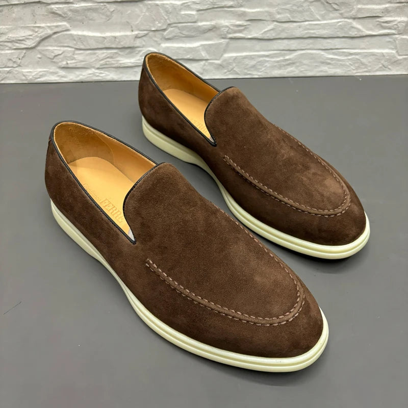 Mocassins Plats Homme Daim Vachette Slip-On Bout Rond Casual Printemps EU 38-44 – CLEVI Paris