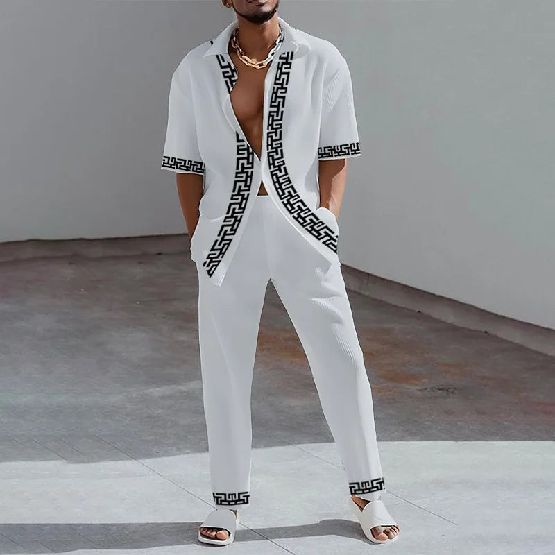 Ensemble 2 Pièces Homme Imprimé 3D Chemise & Pantalon Été – CLEVI Paris