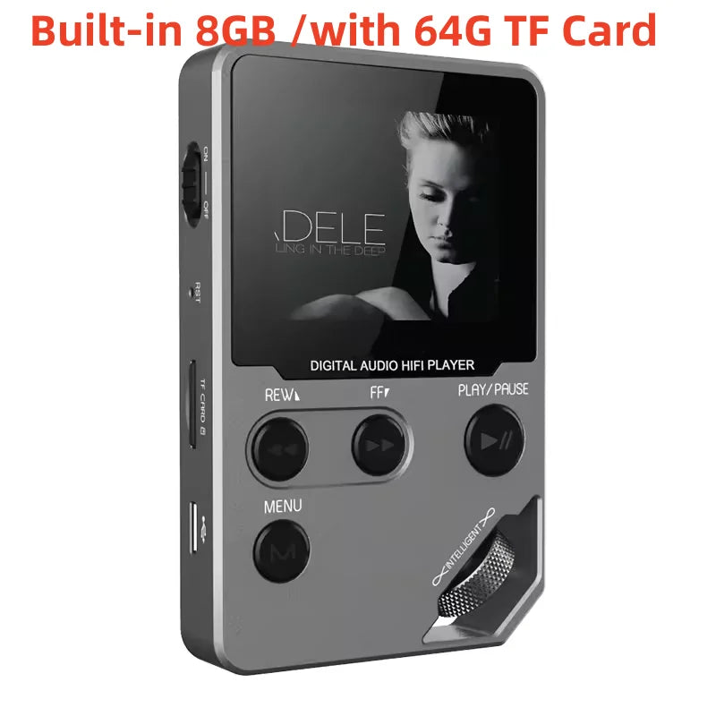 Lecteur MP3 Bluetooth 8 Go – Boîtier Zinc, 50h d'autonomie, Radio FM & Enregistreur