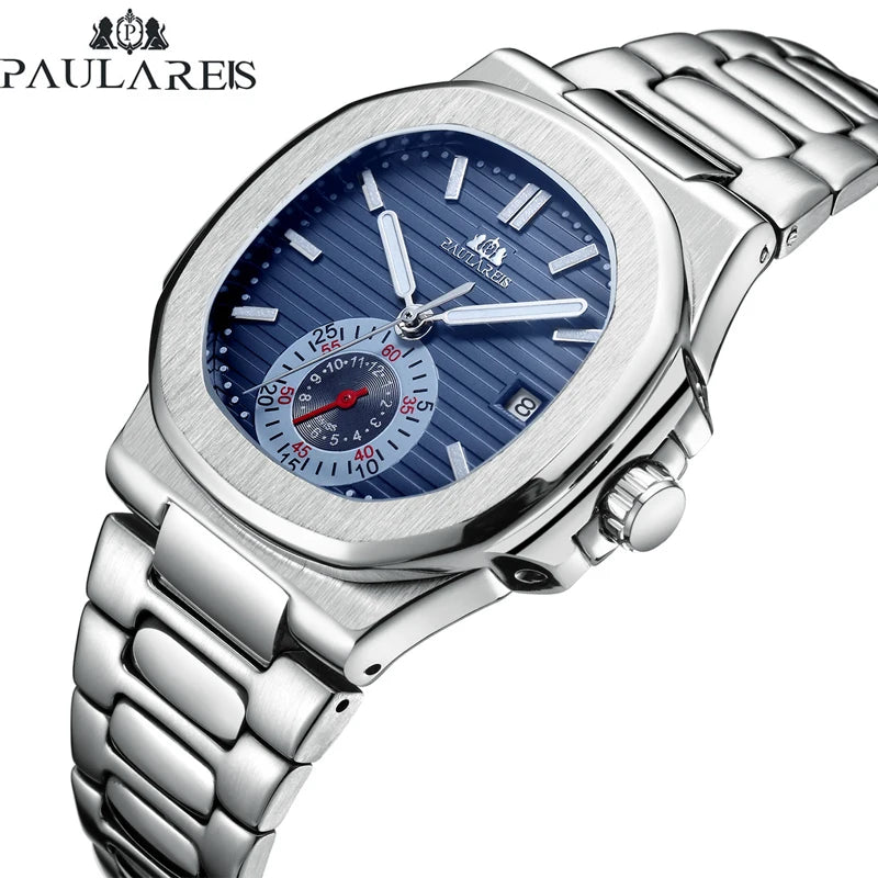 Montre Mécanique Carrée PAULAREIS Homme Acier – CLEVI Paris