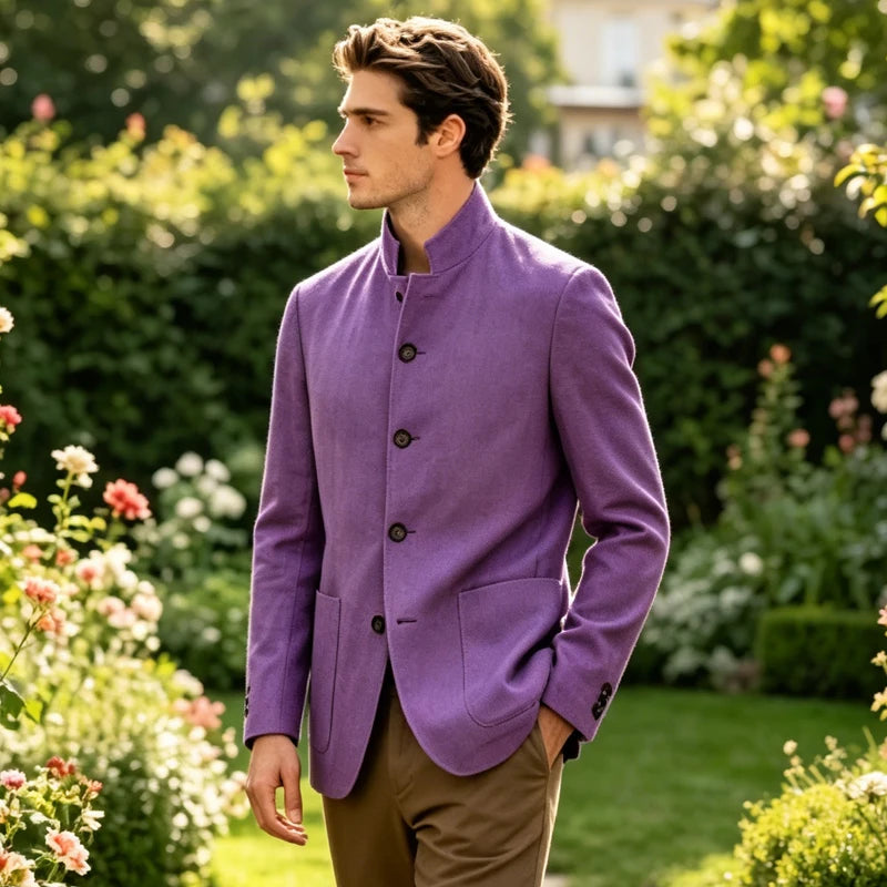 Blazer homme léger à col mandarin – CLEVI Paris