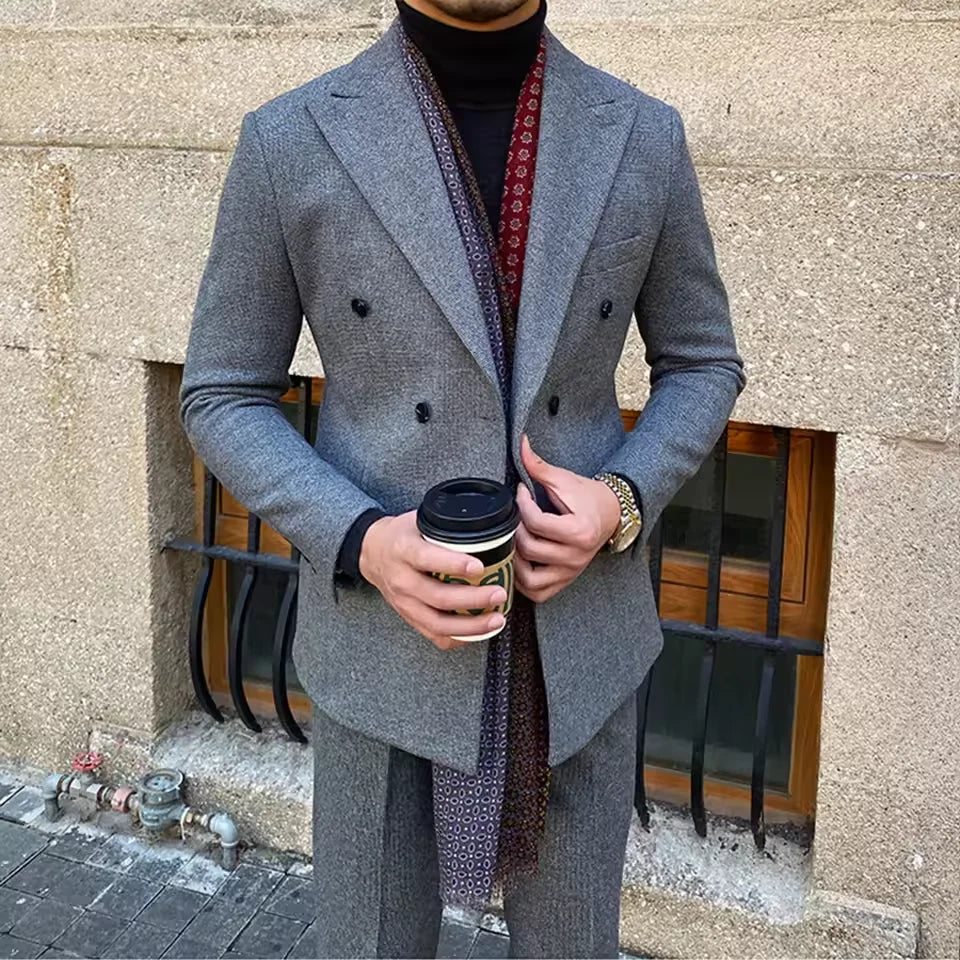 Costume homme 2 pièces en polyester et laine – CLEVI Paris