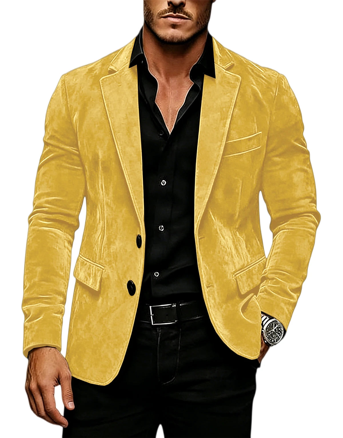 Blazer homme en velours effet suédé 2 boutons – CLEVI Paris