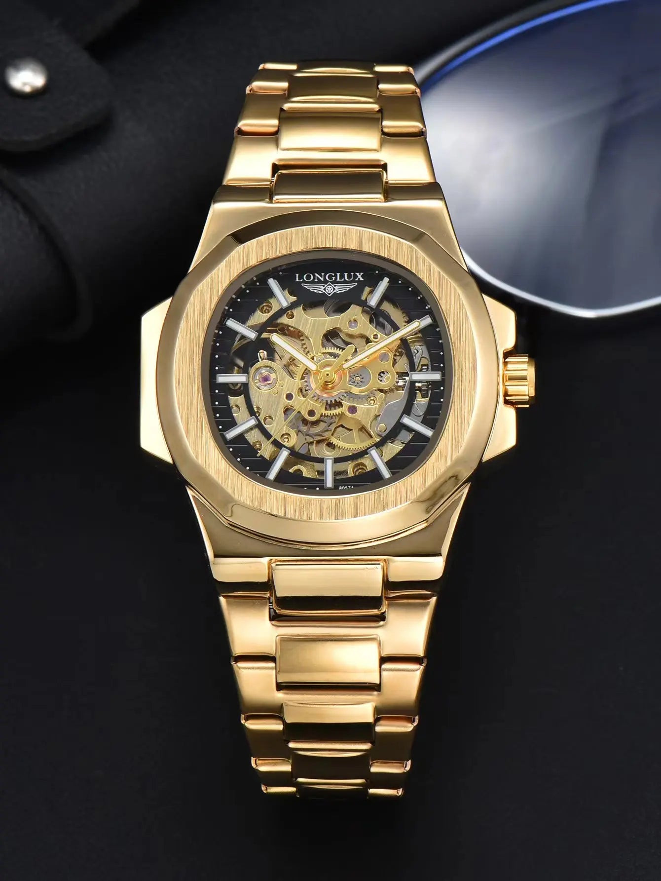 LONGLUX 8057G Montre Homme Automatique Squelette Bracelet Acier Inox Verre Hardlex 3 ATM Luxe 7 Coloris – CLEVI Paris
