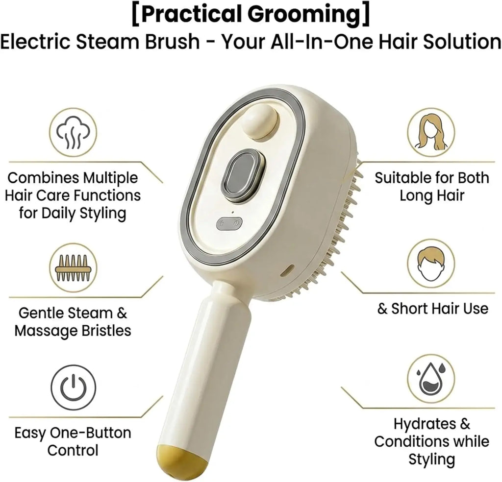 Brosse Massage Électrique 3-en-1 Spray Hydratant Cuir Chevelu Rechargeable – CLEVI Paris