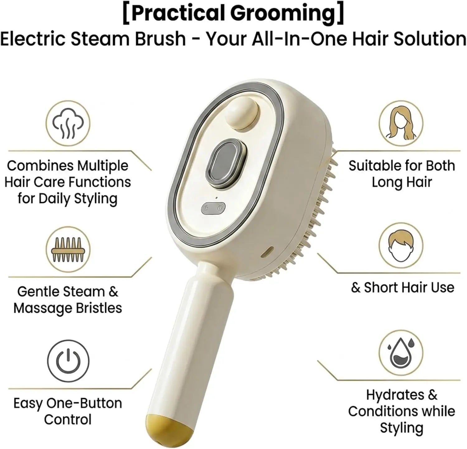 Brosse Massage Électrique 3-en-1 Spray Hydratant Cuir Chevelu Rechargeable – CLEVI Paris