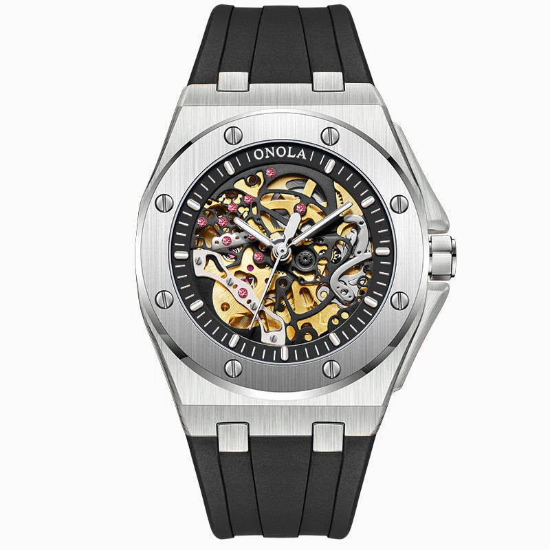 ONOLA Montre Automatique Homme Squelette Sport Silicone Étanche Multicolore – CLEVI Paris