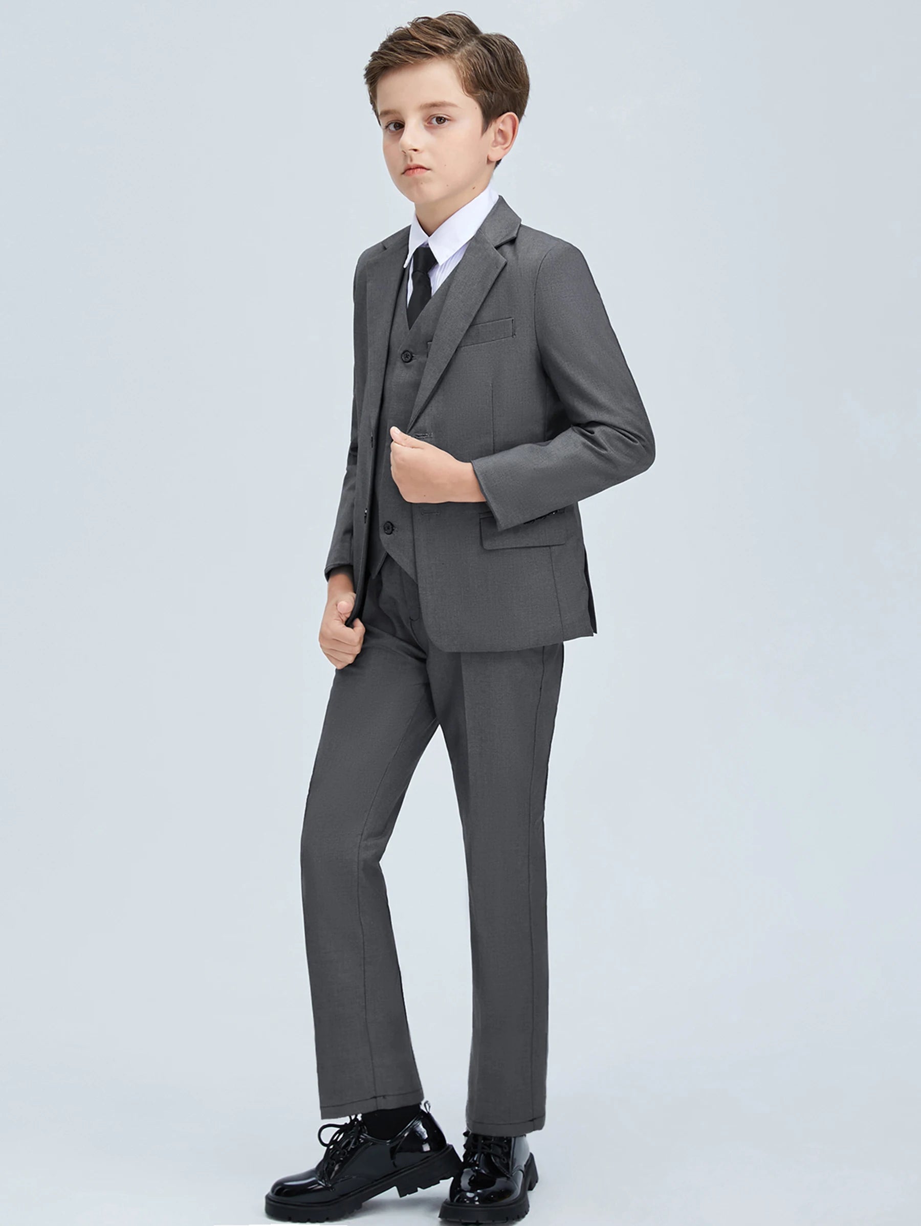 Costume 4 Pièces Garçon Mariage Cérémonie Slim Veste Gilet Pantalon Cravate 13 Coloris – CLEVI Paris