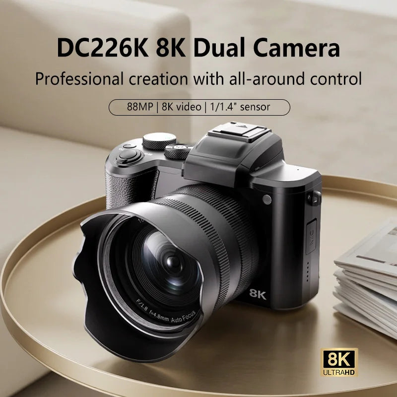 Caméra Numérique Double Objectif 1080P – Autofocus, Zoom 16x, Écran Tactile, Voyage