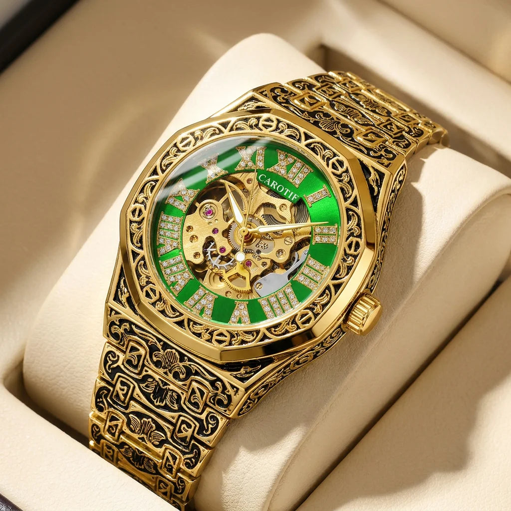 Montre Automatique Homme Tourbillon Vintage Chiffres Romains Silicone 40mm – CLEVI Paris