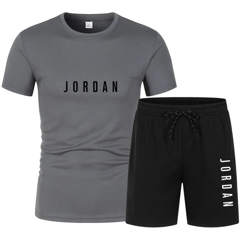 Ensemble Homme T-Shirt Col Rond + Short Imprimé Digital Casual Sport Été – CLEVI Paris