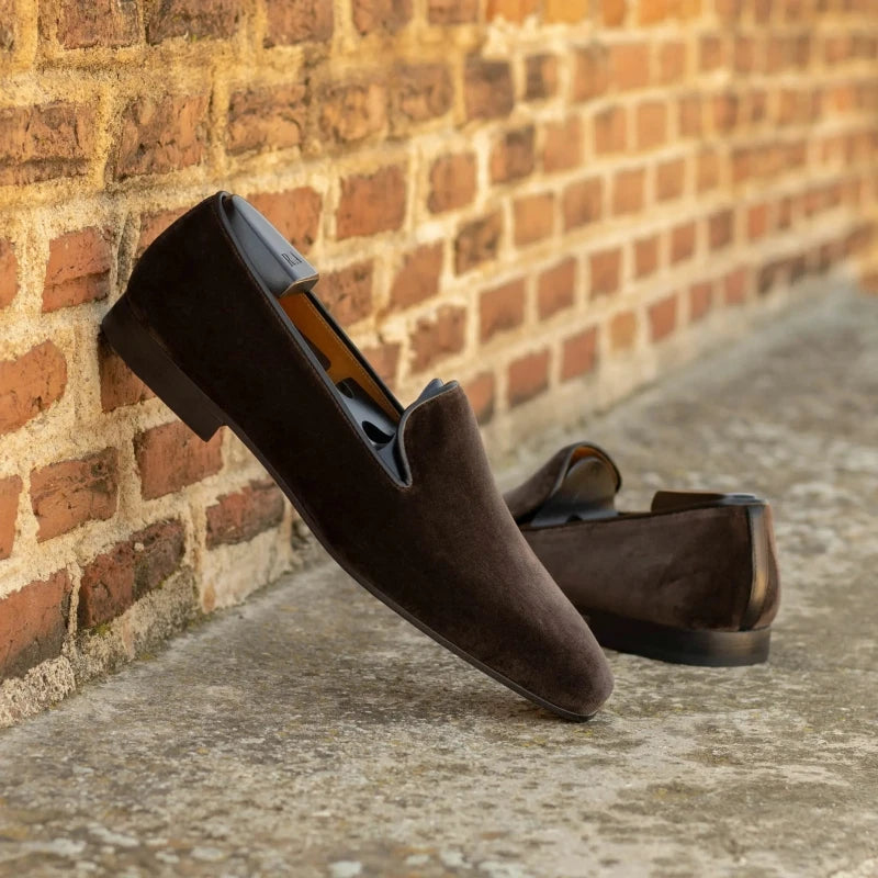 Mocassins Homme Semelle Rouge Velours Slip-On Bout Rond | Fête Soirée EU 40-46