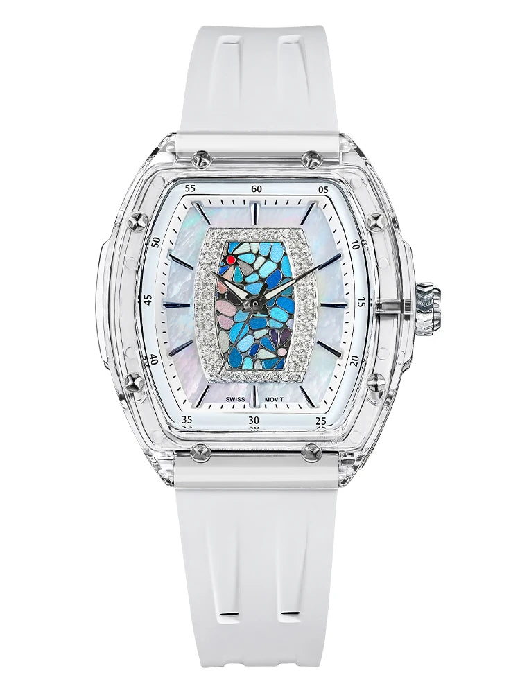 TSAR BOMBA Montre Femme Quartz Japonais Tonneau Saphir Caoutchouc Lumineux 35mm – CLEVI Paris