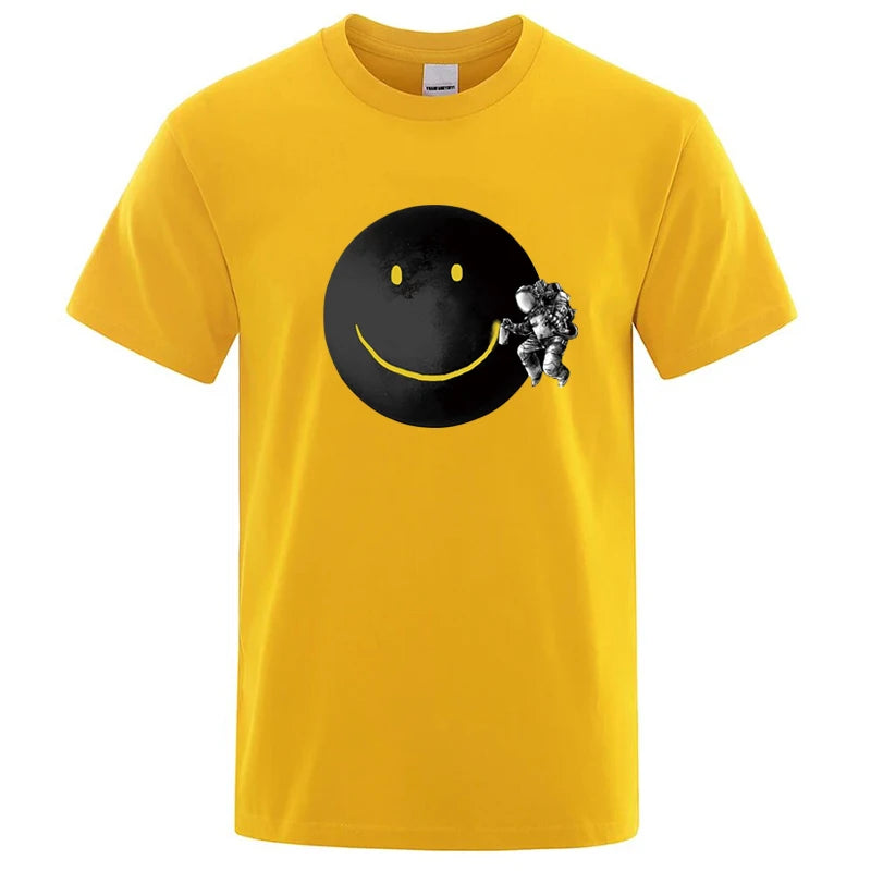 T-Shirt Homme Imprimé Astronaute – Coupe Loose, Col Rond, Manches Courtes