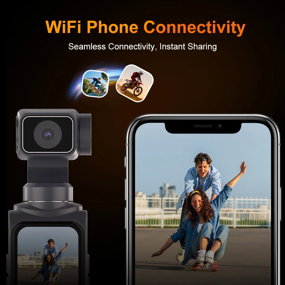 Caméra Action 4K 64MP Gimbal 330° Face Tracking Écran Tactile WiFi | Regaton Pocket