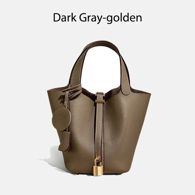 Sac Seau Femme Cuir Véritable TOGO Cadenas & Foulard Décoratif – CLEVI Paris