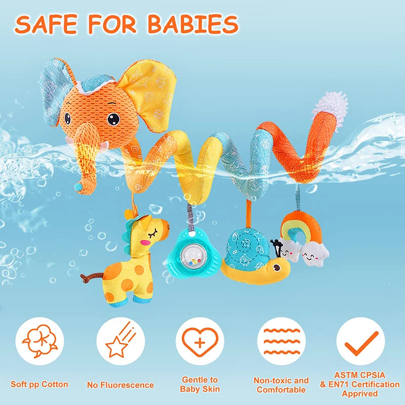 Jouet Sensoriel Bébé Spirale Peluche Animaux Musical Poussette Siège Auto QWZ – CLEVI Paris