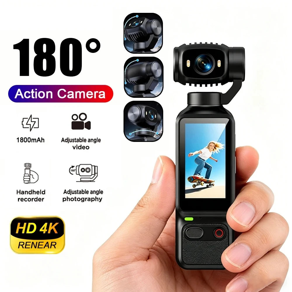 Caméra Action 4K ONEVAN – Rotation 180°, 19MP, WiFi, Écran 1,8", Batterie 1800mAh, Idéale Vlog & Réseaux Sociaux