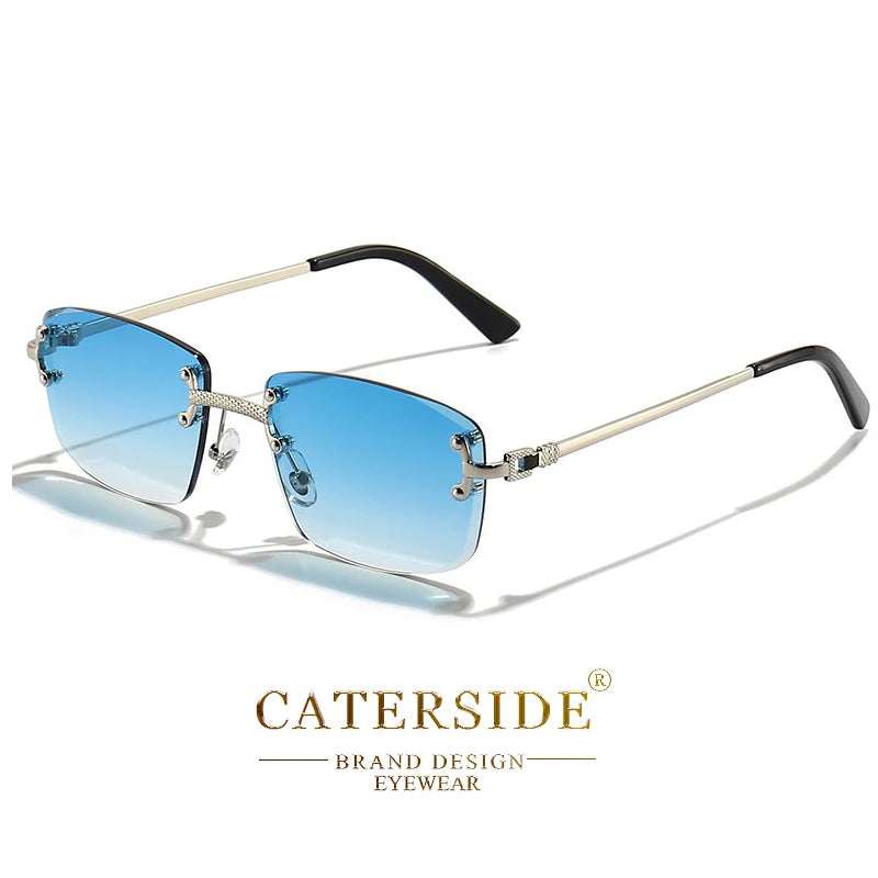 Lunettes de Soleil Rectangulaires Sans Monture Punk CATERSIDE – Verres Dégradés UV400 – CLEVI Paris