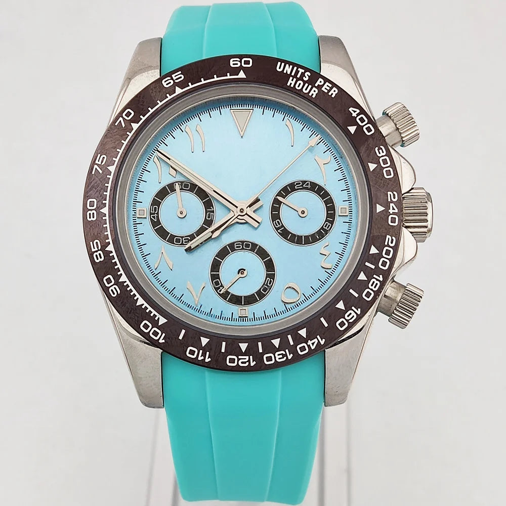 OUMASHI Montre Quartz VK63 Homme Chronographe Saphir Lunette Céramique Acier 100m – CLEVI Paris