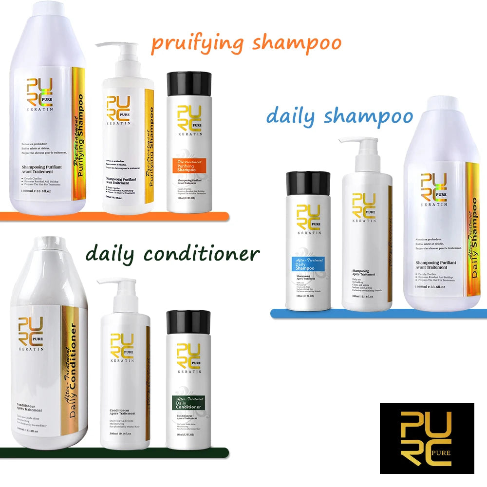 Shampooing Purifiant & Après-Shampoing PURC – Soin Kératine Professionnel, Lissage & Brillance
